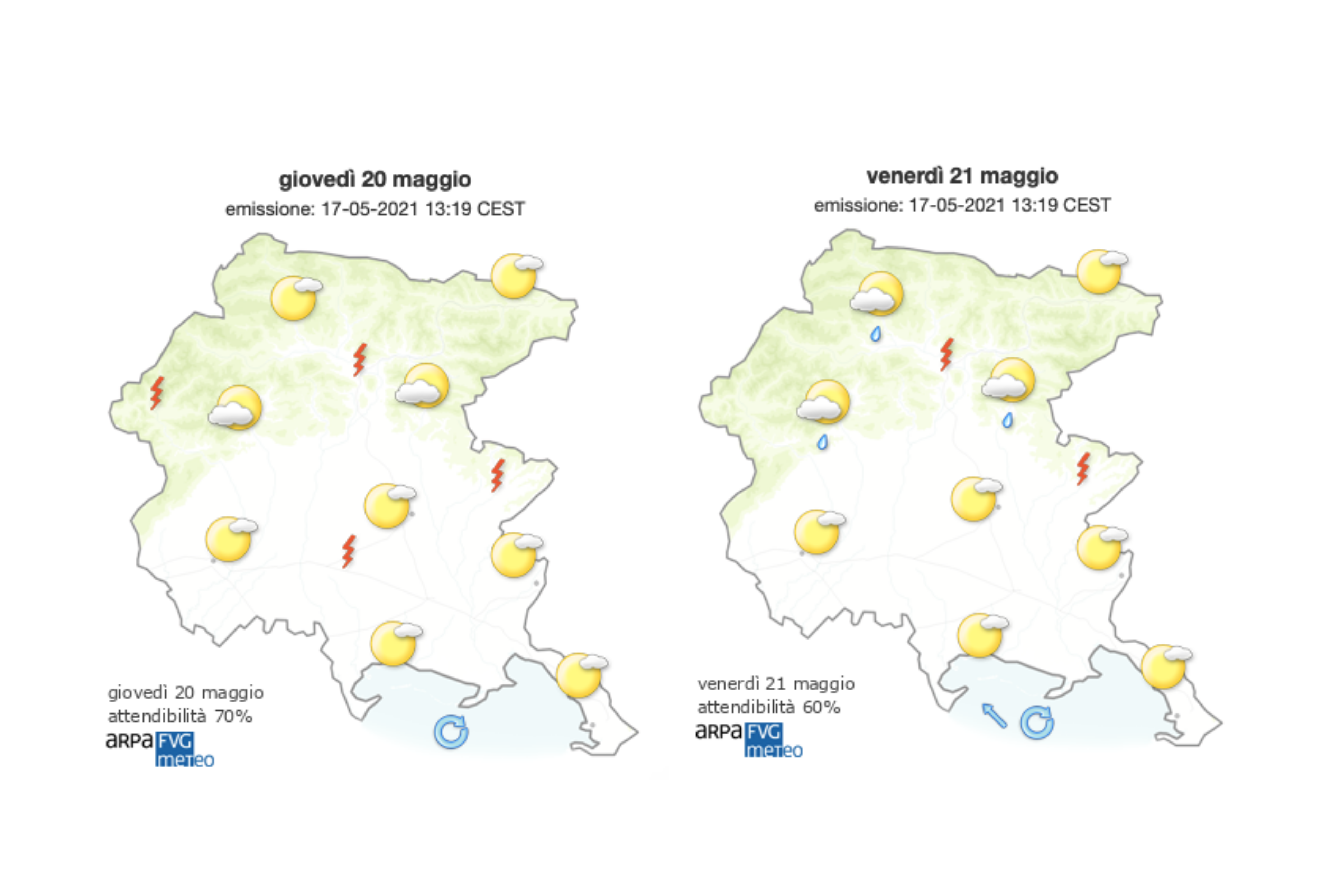 Nuvole e sprazzi di sole sul Goriziano, il weekend si prospetta piovoso